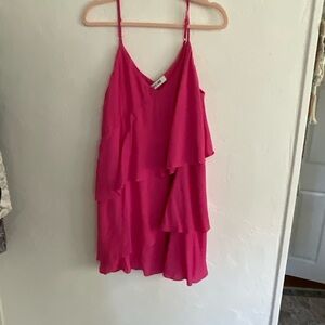 Do+Be Hot Pink Tiered Ruffle Mini Dress Large